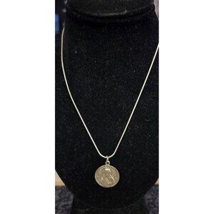 Sterling Silver Lady Of Mt. Carmel & Christ Sacred Heart Protection Necklace
